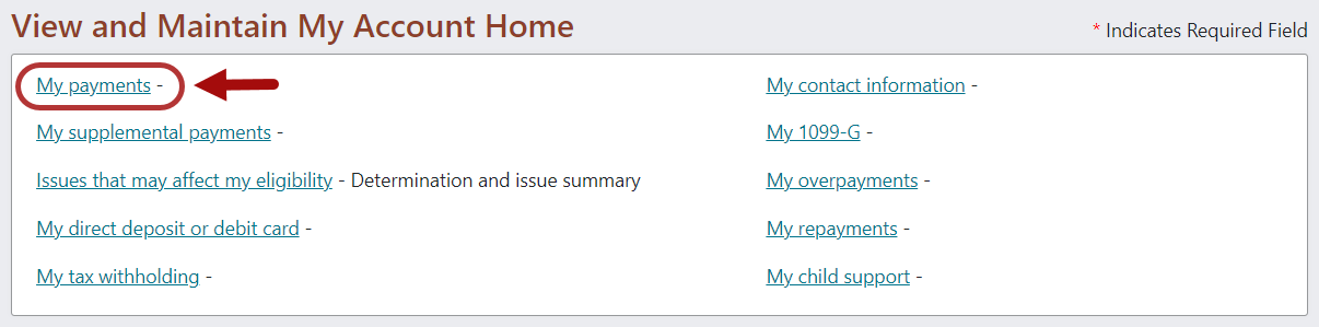 View and Maintain My Account page