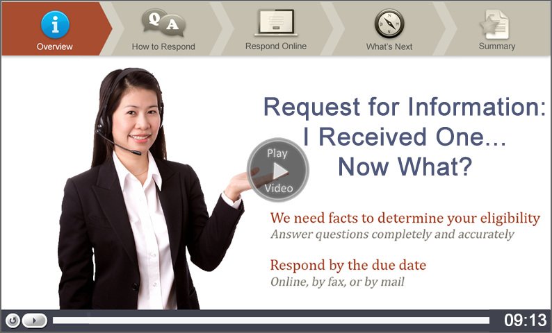 Request for Information: I Received One...Now What? video Click to start the Request for Information: I Received One...Now What? video